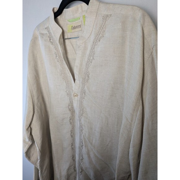 CUBAVERA Shirt Mens L Linen Blend Pullover Guayabera Long Sleeve - Picture 7 of 14